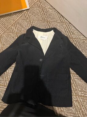Bonpoint Black Corduroy Single-Button Blazer